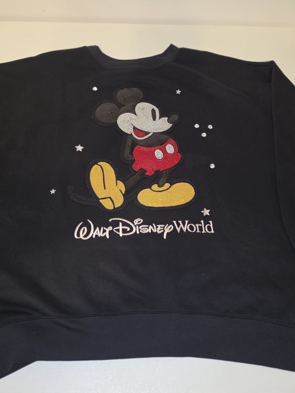 Disney Black Crewneck Sweatshirt with Beaded Mickey